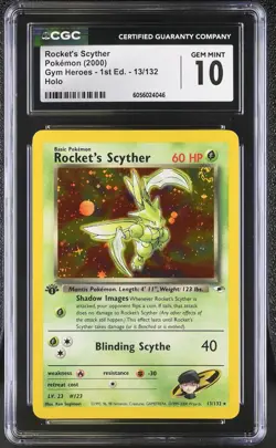 CGC 10 Rocket's Scyther Gym Heroes 1st Edition 13/132 Holo Pokemon Card - Image 1