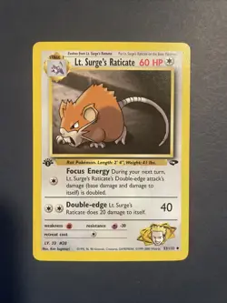 1st Edition Lt. Surge’s Raticate 53/132 - Gym Challenge - Near Mint - Image 1