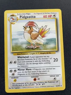 Pokémon TCG Pidgeotto Base Set 22/102 Rare Lightly Played - Image 3
