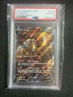 PSA 10 - 2023 POKEMON SWORD AND SHIELD CROWN ZENITH GG36 FULL ART ENTEI V - Image 1