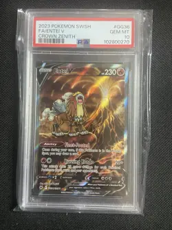 PSA 10 - 2023 POKEMON SWORD AND SHIELD CROWN ZENITH GG36 FULL ART ENTEI V - Image 3