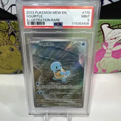 Pokemon TCG Squirtle 170/165 IR Illustration Rare Full Art S&V 151 Card PSA 9 - Image 1