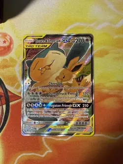 Pokemon Tag Team Promo Card EEVEE & SNORLAX GX - #SM169 Black Star Full Art.. - Image 1