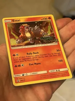 POKEMON TCG Entei SM219 Holo Cosmic Eclipse Stamped 2019 Black Star Promo Card - Image 3