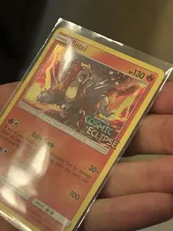 POKEMON TCG Entei SM219 Holo Cosmic Eclipse Stamped 2019 Black Star Promo Card - Image 4