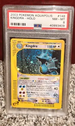 Pokemon Crystal Kingdra Aquapolis Holo 148/147 PSA 8 - Image 1