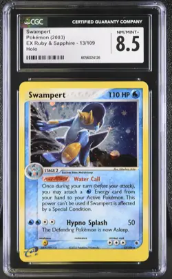 CGC 8.5 Swampert 2003 EX Ruby & Sapphire 13/109 Holo Pokemon Card psa - Image 1