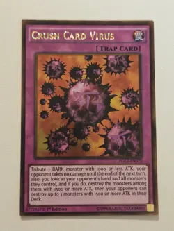 Crush Card Virus PGL2-EN070 Premium Gold Rare Yugioh Card 1st Edition VLP/NM - Image 1