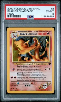 2000 POKEMON GYM CHALLENGE HOLO #2 BLAINE'S CHARIZARD PSA 6 - Image 1