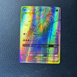 Reshiram & Charizard GX 217/214 Full Art Secret Rainbow Rare Pokemon Card - Image 1