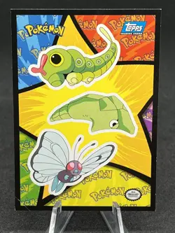 TOPPS Pokemon Card The First Movie Sticker & Puzzle Card 11 Caterpie Evolutions - Image 1