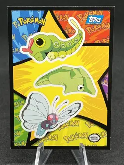 TOPPS Pokemon Card The First Movie Sticker & Puzzle Card 11 Caterpie Evolutions - Image 3