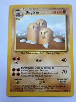 Pokémon TCG Dugtrio Card Unlimited Base Set 19/102 Rare LP Vintage WotC 1999 NM - Image 1