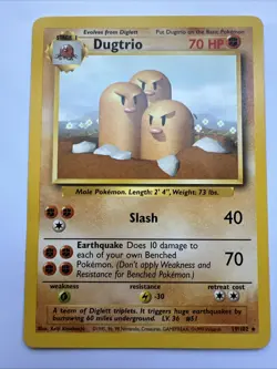 Pokémon TCG Dugtrio Card Unlimited Base Set 19/102 Rare LP Vintage WotC 1999 NM - Image 9