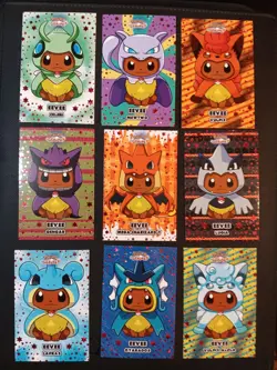 Pokemon Let's Go Eevee Database Set Eevee Poncho Red Holo 9 Cards Peru - Image 3