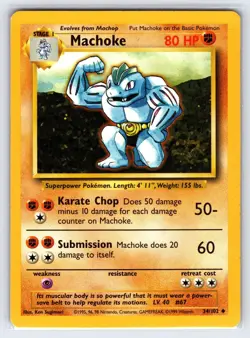 Machoke 34/102 1999 Base Set Unlimited Pokemon Card WOTC Vintage Uncommon - Vlp - Image 3