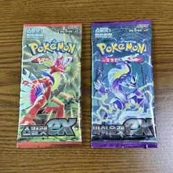 Pokemon Card Scarlet ex & Violet ex 1+1 Factory SEALED Korean Base Booster Packs - Image 1