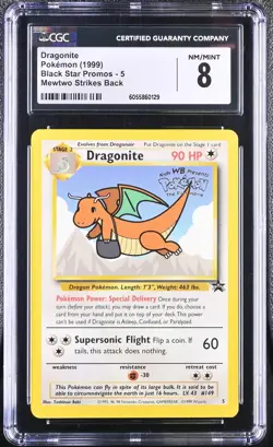 CGC 8 Dragonite 1999 Black Star Promo WB Movie 5 Pokemon Card psa - Image 1