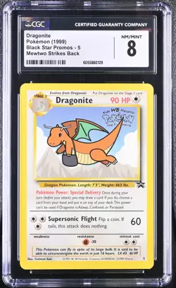 CGC 8 Dragonite 1999 Black Star Promo WB Movie 5 Pokemon Card psa - Image 3