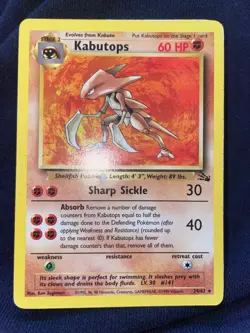 Pokemon WOTC Card - Kabutops - Fossil Set - Non-Holo Rare - 24/62 - MP - Image 1