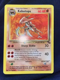 Pokemon WOTC Card - Kabutops - Fossil Set - Non-Holo Rare - 24/62 - MP - Image 3
