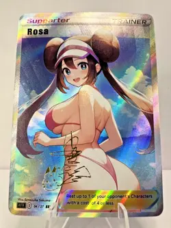 Rosa Full Art Pokemon Bikini Anime Waifu ACG DIY Trainer Art card - Image 1