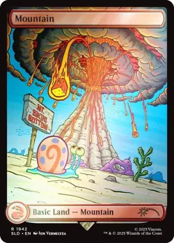 NM Foil Full Art Mountain, MTG, Spongebob Secret Lair, Magic, 1942 - Image 1