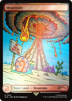 NM Foil Full Art Mountain, MTG, Spongebob Secret Lair, Magic, 1942 - Image 2