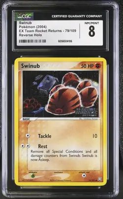CGC 8 Swinub EX Team Rocket Returns 79/109 Reverse Holo STAMPED Pokemon Card psa - Image 1