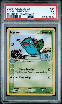 2006 POKEMON EX CRYSTAL GUARDIANS #34 IVYSAUR-REVERSE FOIL PSA 5 - Image 1