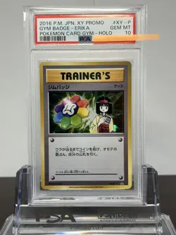 PSA10 Gym Badge XY-P Holo Gym Badge Get Battle Promo Pokemon Card Game - Image 1