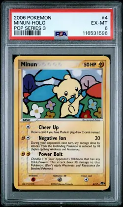 2006 POKEMON POP SERIES 3 #4 MINUN-HOLO PSA 6 - Image 1
