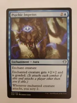 MTG Magic The Gathering Card Psychic Impetus Enchantment Aura Blue Commander - Image 1