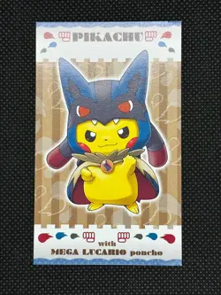 Poncho Pikachu Mega Lucario  Pokemon XY Promo Limited Business Card 2015 Japan 2 - Image 2