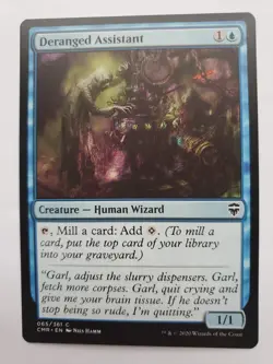 MTG Magic The Gathering Card Deranged Assistant Creature Human Wizard Blue Comma - Image 1