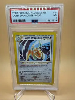 2002 POKEMON NEO DESTINY #14 LIGHT DRAGONITE-HOLO PSA - Image 1