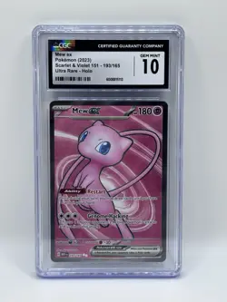 CGC 10 GEM MINT Mew EX 193/165 Scarlet & Violet 151 ULTRA RARE Full Art Pokemon - Image 1
