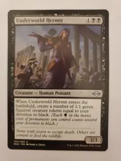 MTG Magic The Gathering Card Underworld Hermit Creature Humanmn Peasant Black - Image 1