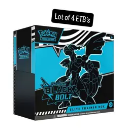 Pokemon TCG Black Bolt Regular Elite Trainer Box ETB Lot Of 4 New Sealed IN HAND - Image 8