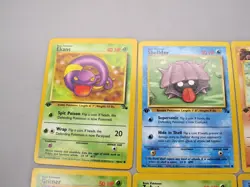 First Edition Fossil Set Pokemon Card Wotc LP lot of 6 Tentacool Grimer Ekans - Image 3
