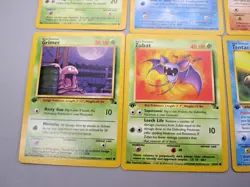 First Edition Fossil Set Pokemon Card Wotc LP lot of 6 Tentacool Grimer Ekans - Image 4