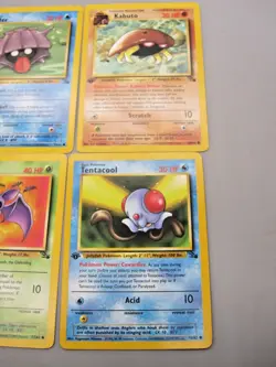 First Edition Fossil Set Pokemon Card Wotc LP lot of 6 Tentacool Grimer Ekans - Image 5