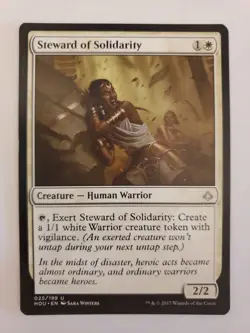 MTG Magic The Gathering Card Steward of Solidarity Creature Human Warrior White - Image 1