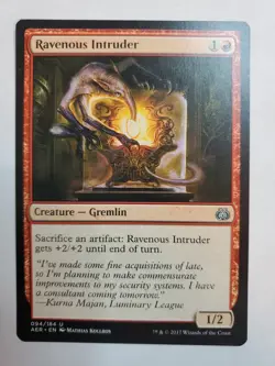 MTG Magic The Gathering Card Ravenous Intruder Creature Gremlin Red Aether Revol - Image 1