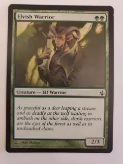 MTG Magic The Gathering Card Elvish Warrior Creature Elf Warrior Green Morningti - Image 1