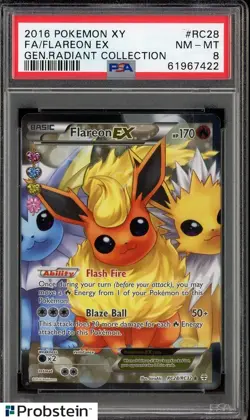 2016 Pokemon XY Gen. Radiant Collection #RC28 Flareon Ex FA PSA 8 NM-MT - Image 1