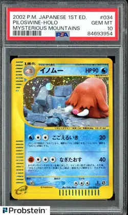 2002 Pokemon Mysterious Mountains #034 Piloswine Holo PSA 10 GEM MINT - Image 3