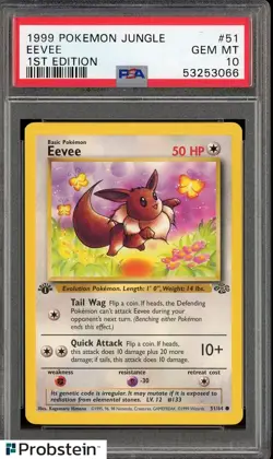 1999 Pokemon Jungle 1st Edition #51 Eevee PSA 10 GEM MINT - Image 1