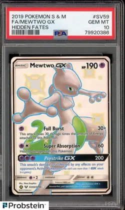2019 2019 Pokemon SUN & MOON HIDDEN FATES #SV59 FULL ART/MEWTWO GX PSA 10 - Image 1