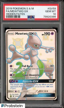 2019 2019 Pokemon SUN & MOON HIDDEN FATES #SV59 FULL ART/MEWTWO GX PSA 10 - Image 3
